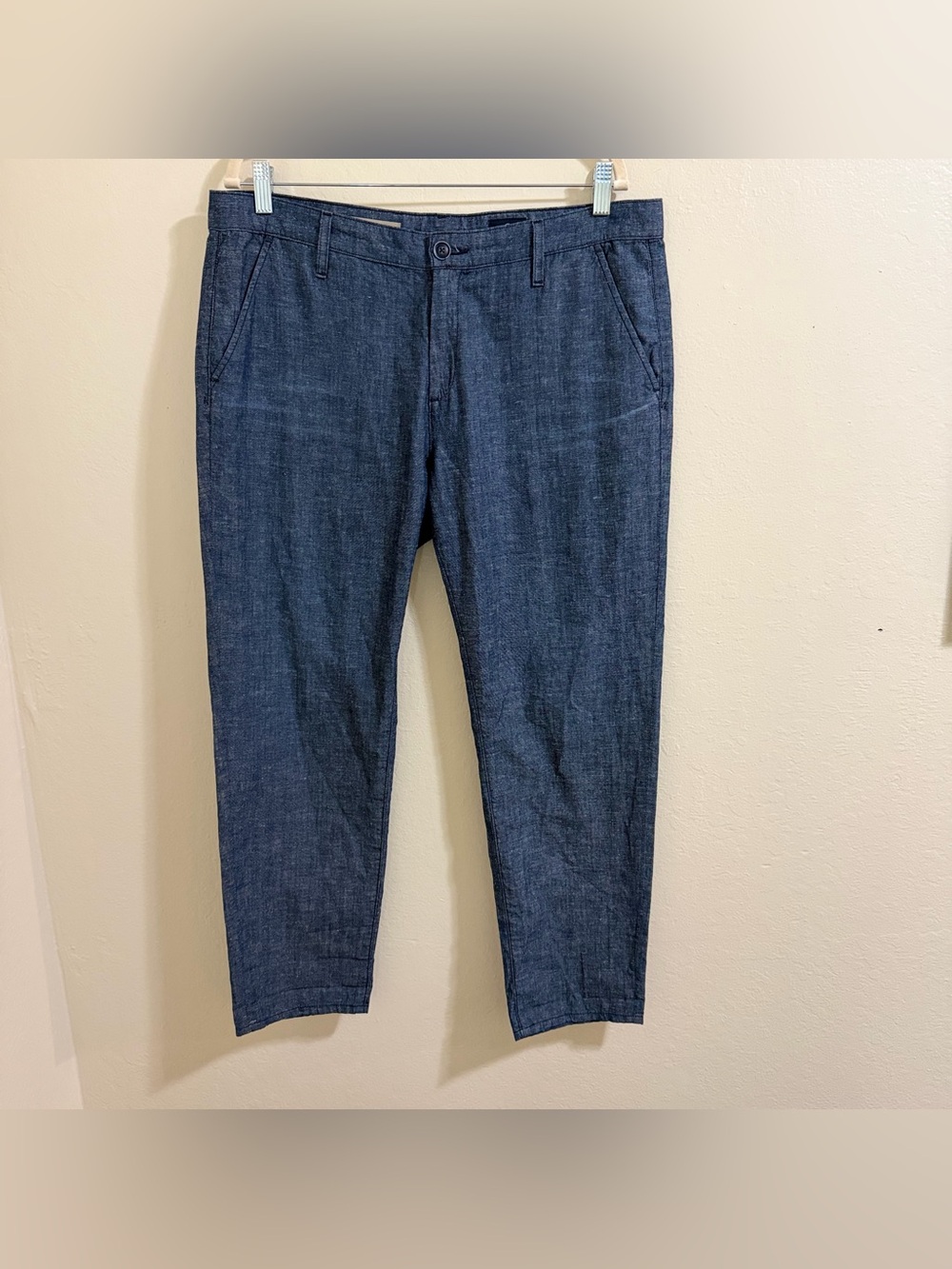 AG Adriano Goldschmied The Tristan Tailored Trouser Blue Hemp Cotton Size 31 R